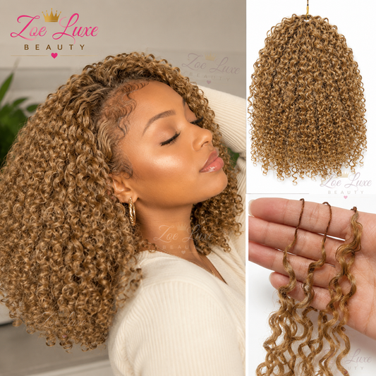 Honey Blonde Kinky Curly Crochet Human Hair Extensions