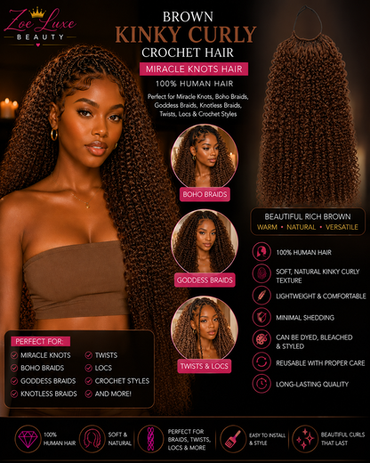 Brown Kinky Curly Crochet Hair