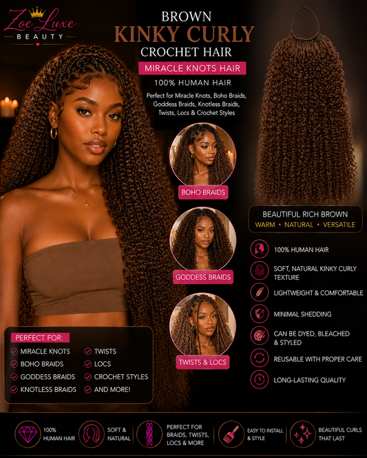 Brown Kinky Curly Crochet Hair