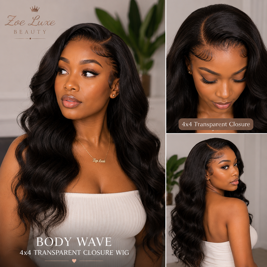 Body Wave 4x4 Transparent Closure Wig