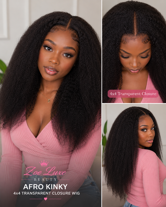 Afro Kinky 4x4 Transparent Closure Wig