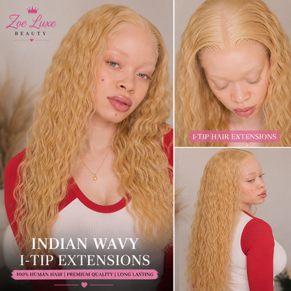 Indian Wavy Blonde I-Tip Extensions