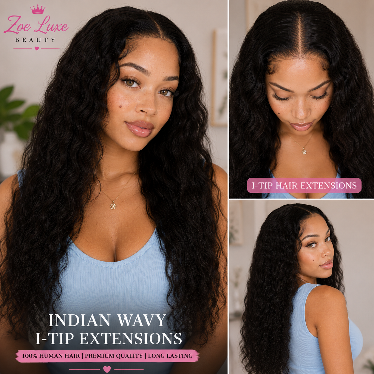 Indian Wavy Natural Black I-Tip