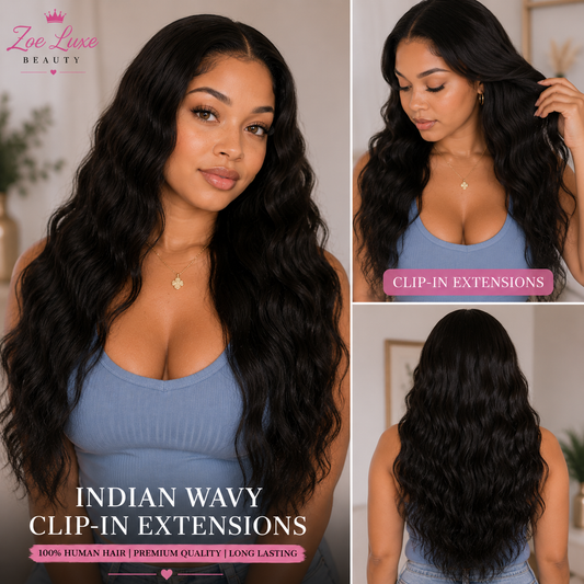 Indian Wavy Natural Black Clip-In Extensions