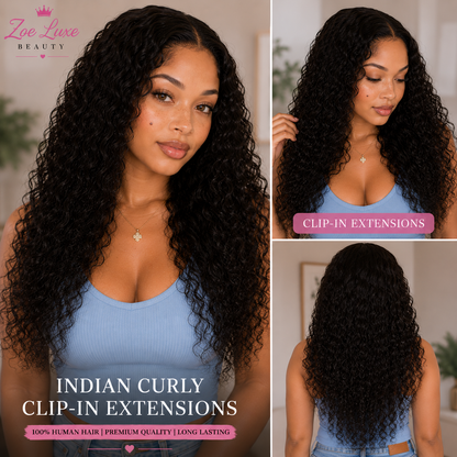 Indian Curly Natural Black Clip-In Extensions