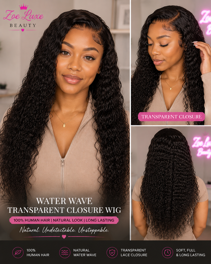 Water Wave Transparent Closure Wig