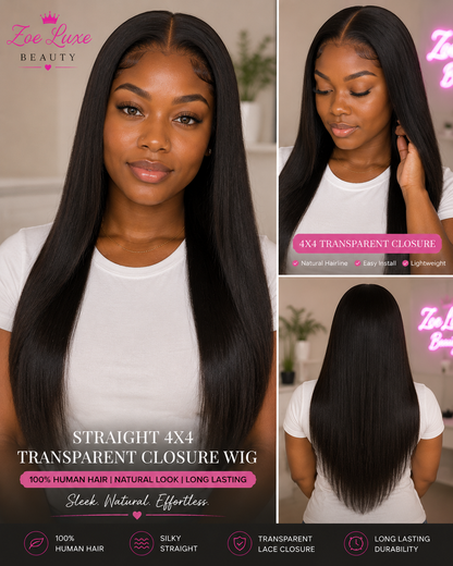 Straight Transparent Closure Wig