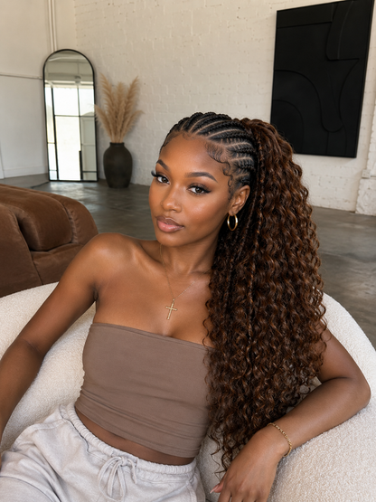 Medium Brown Deep Wave Bulk Human Hair Extensions