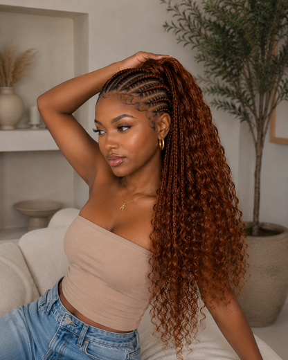 Copper Deep Wave Bulk Human Braiding Hair