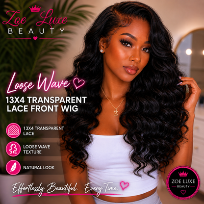 Loose Wave 13x4 Transparent Lace Front Wig