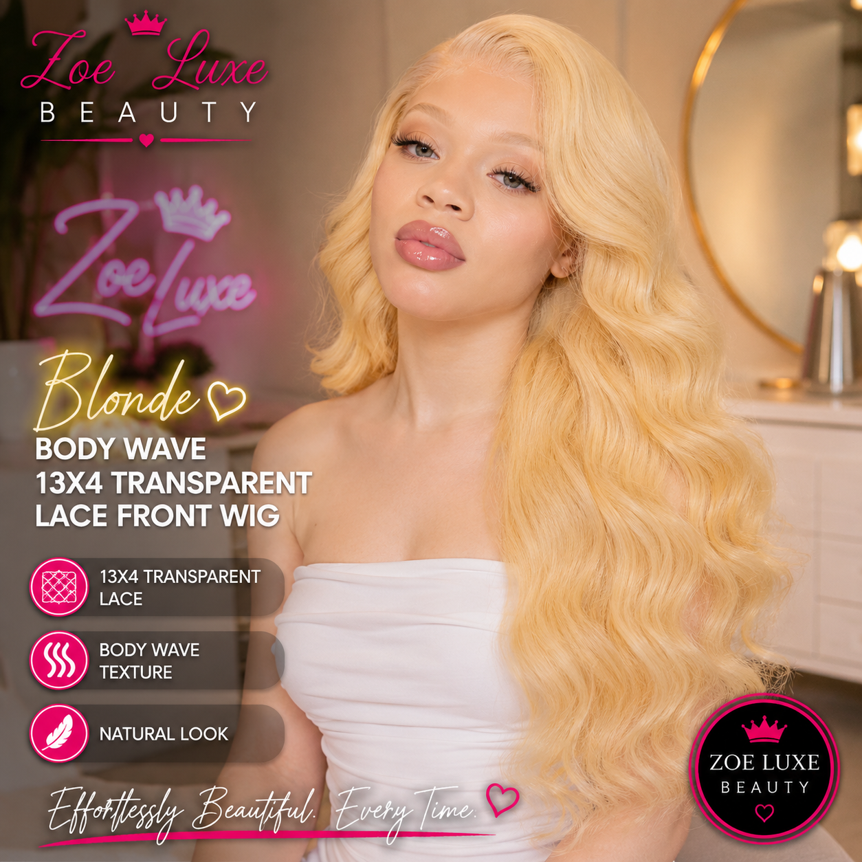 Blonde Body Wave 13x4 Transparent Lace Front Wig