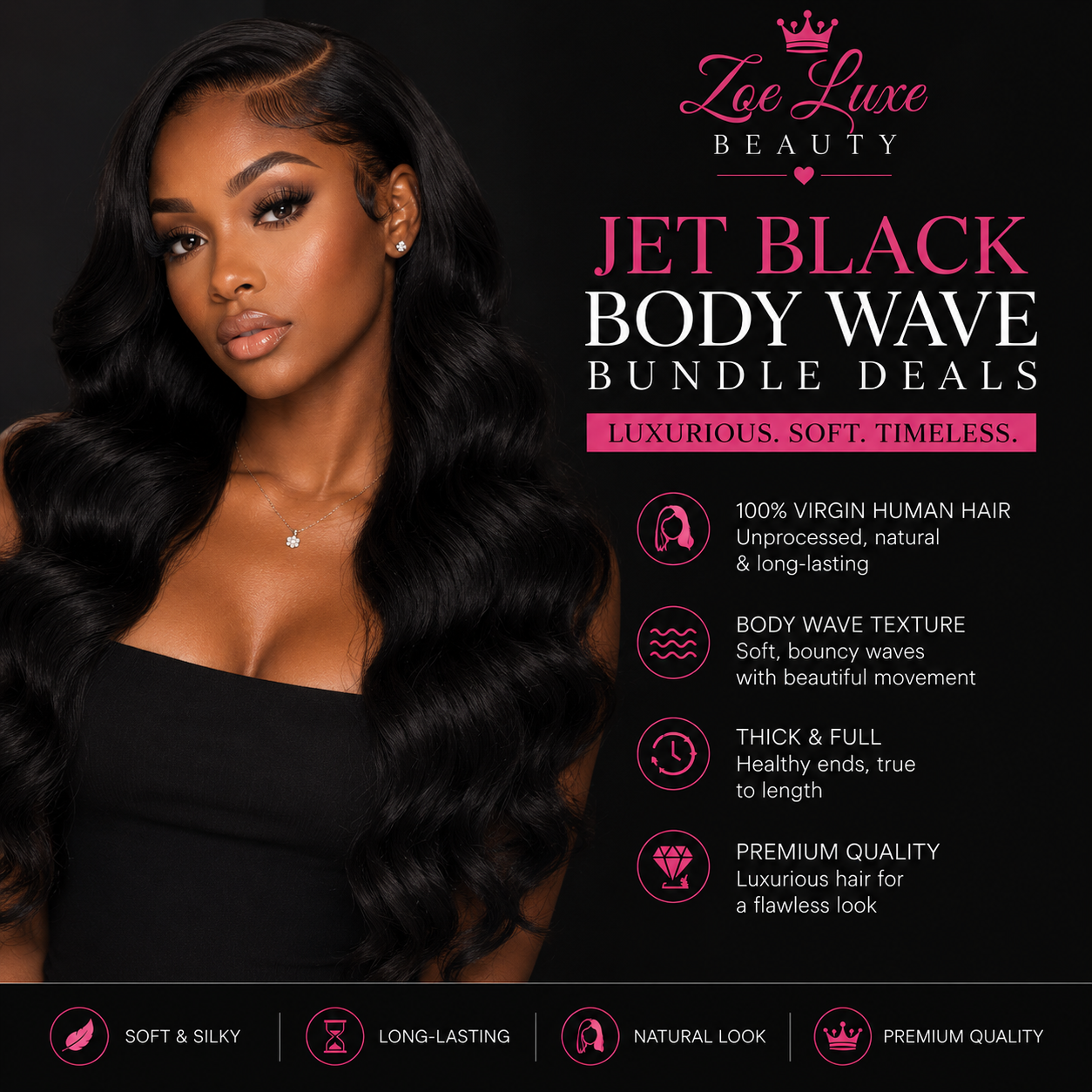 Jet Black Body Wave Bundle Deals