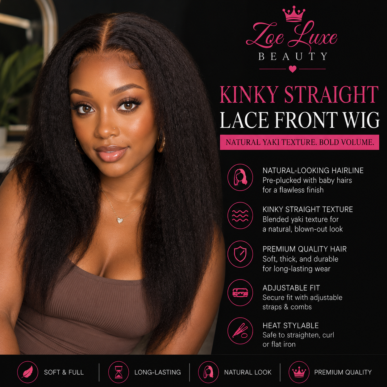 Kinky Straight Lace Front Wig