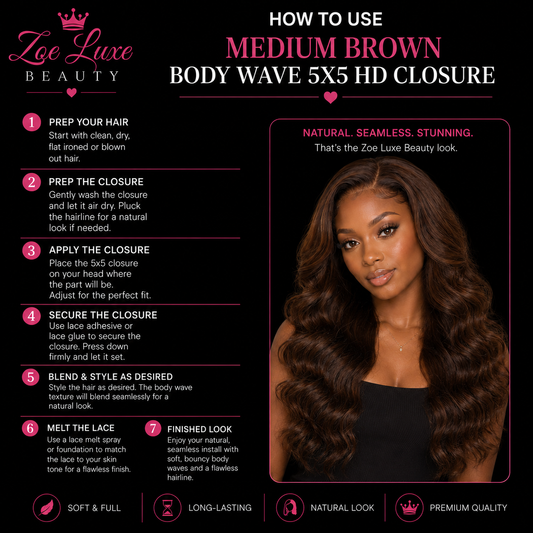 Medium Brown Body Wave 5x5 HD Closure