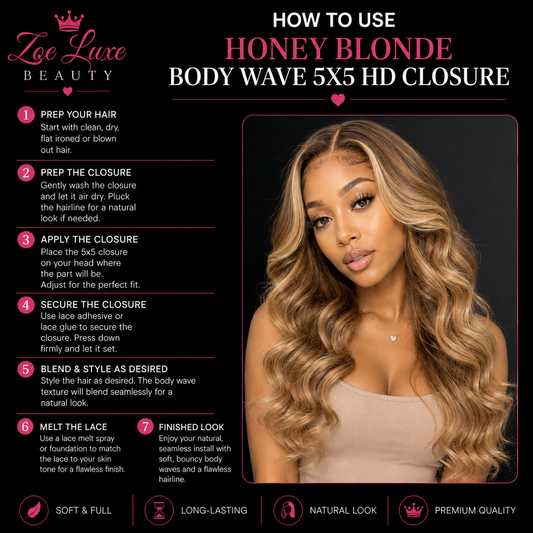 Honey Blonde Body Wave 5x5 HD Closure