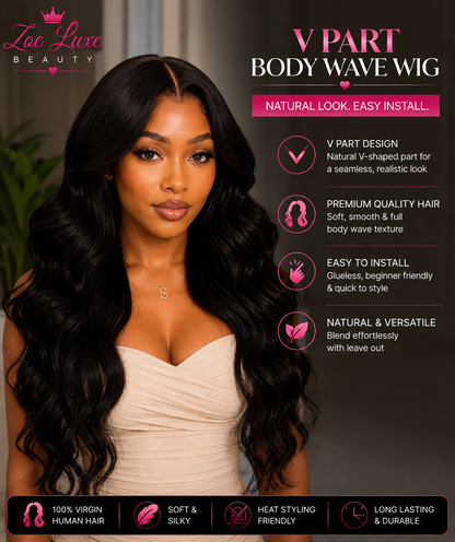 V Part Body Wave Wig