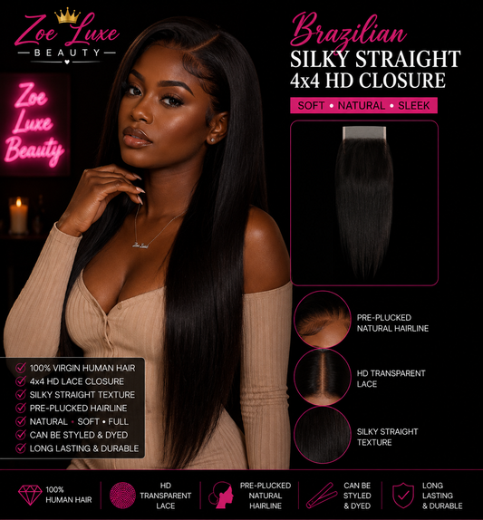 Brazilian Silky Straight 4x4 HD Closure