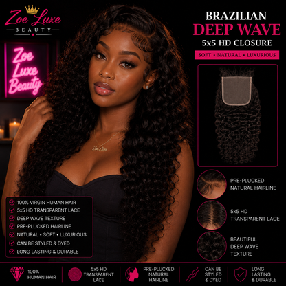 Brazilian Deep Wave 5x5 HD Closure