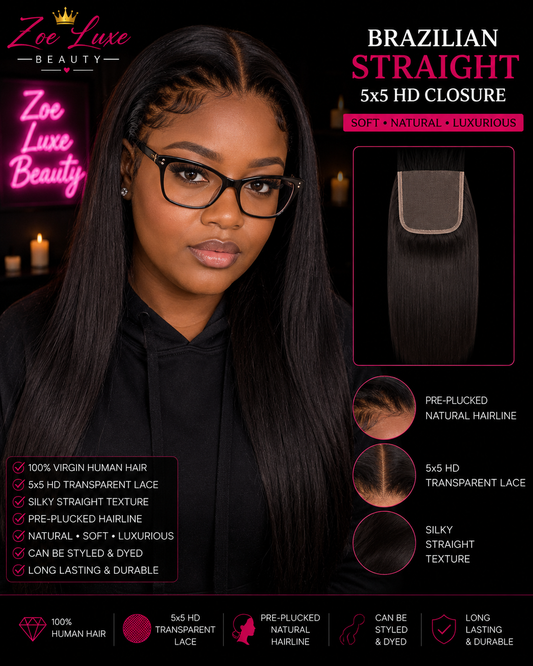 Brazilian Straight 5x5 HD Closure