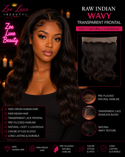 Raw Indian Wavy Transparent Frontal