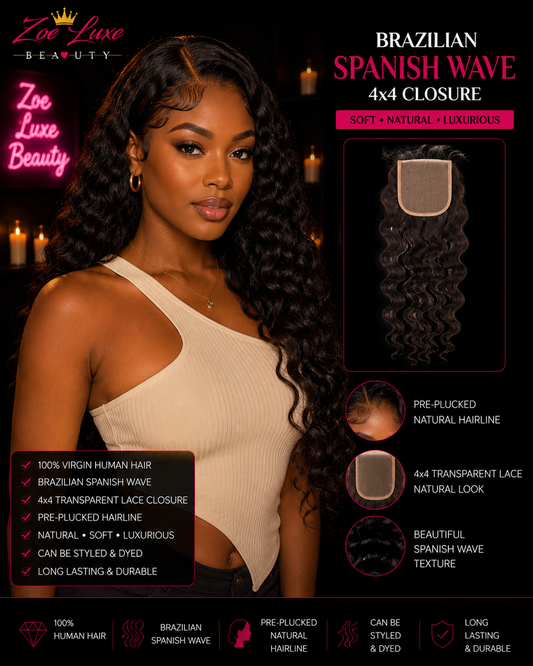 Brazilian Spanish Wave 4x4 Closure