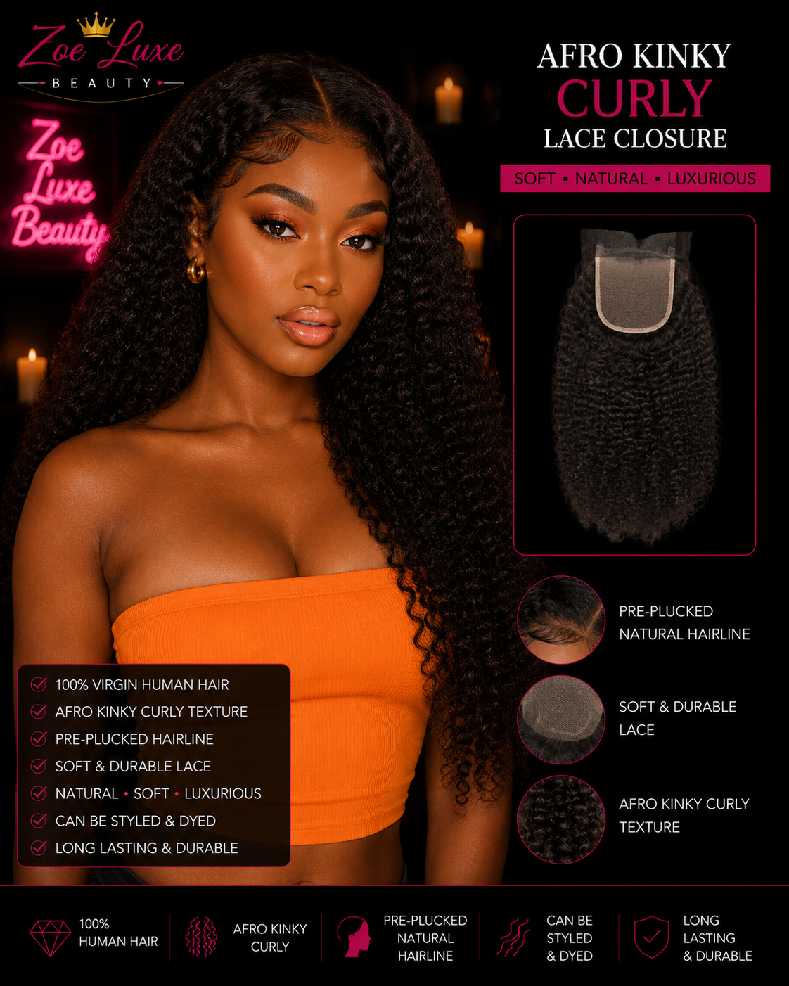 Afro Kinky Curly Closure