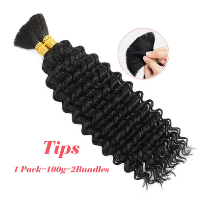 Brazilian Deep Wave Bulk Human Braiding Hair